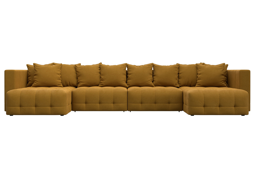 Диван П-образный Лига-052 НПБ Лонг, BRUT 10 ВЕЛЮР желтый