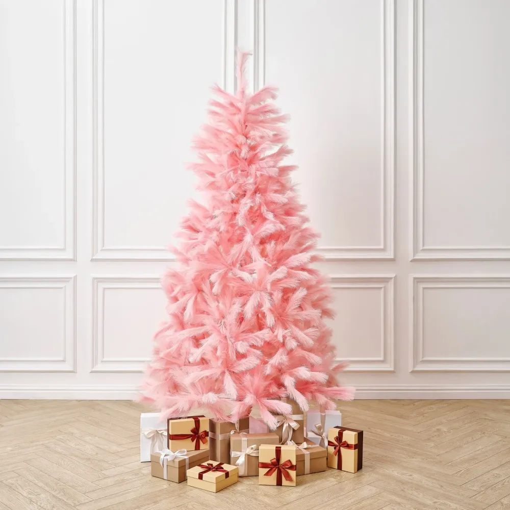 Искусственная розовая елка «Pink Charm» (ветки из пампасной травы) 210 см / 2,1 м