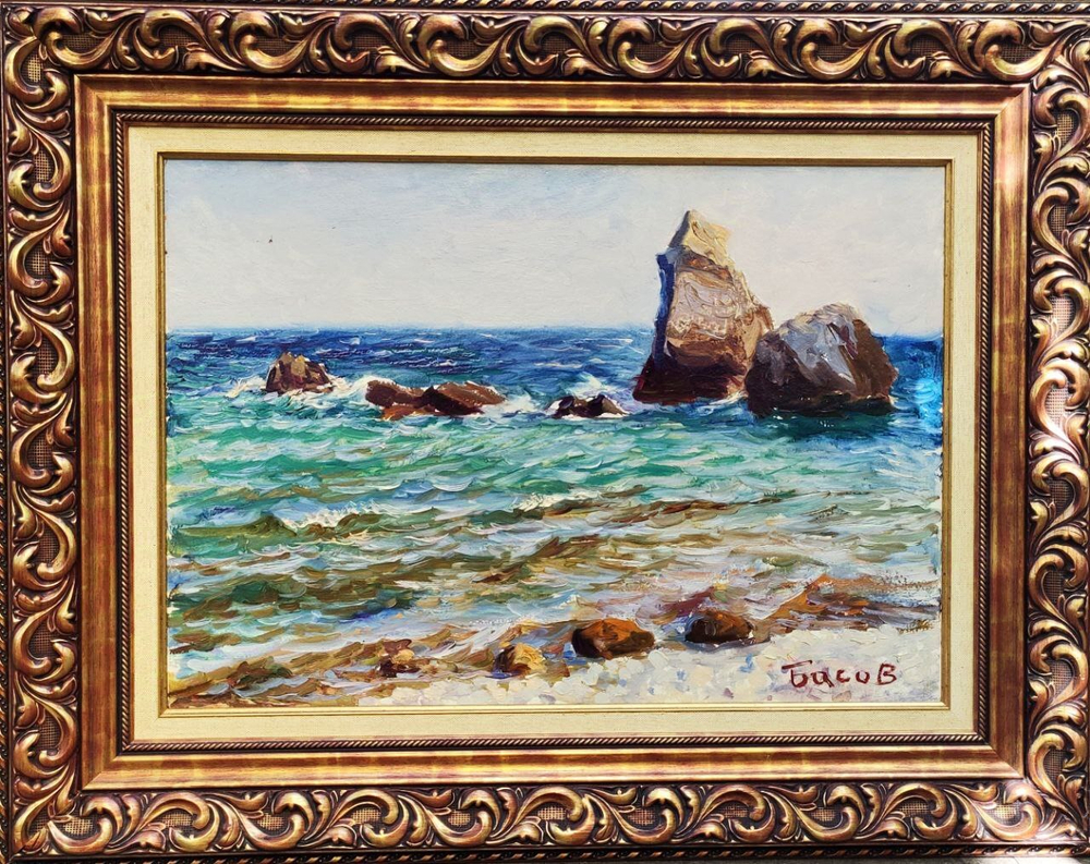 Картина Я. Басова "Скалы у Симеиза" картон/масло 49х68