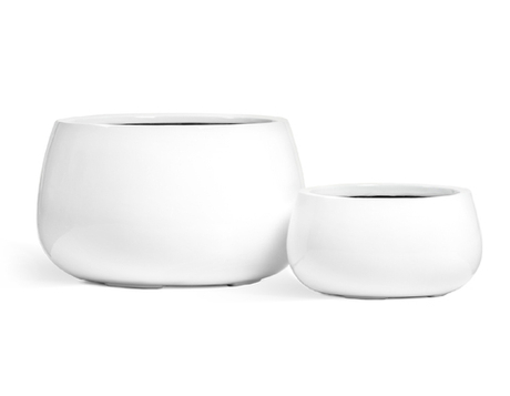 Кашпо TREEZ Effectory - Gloss - Низкая Design-чаша - Белый глянцевый лак