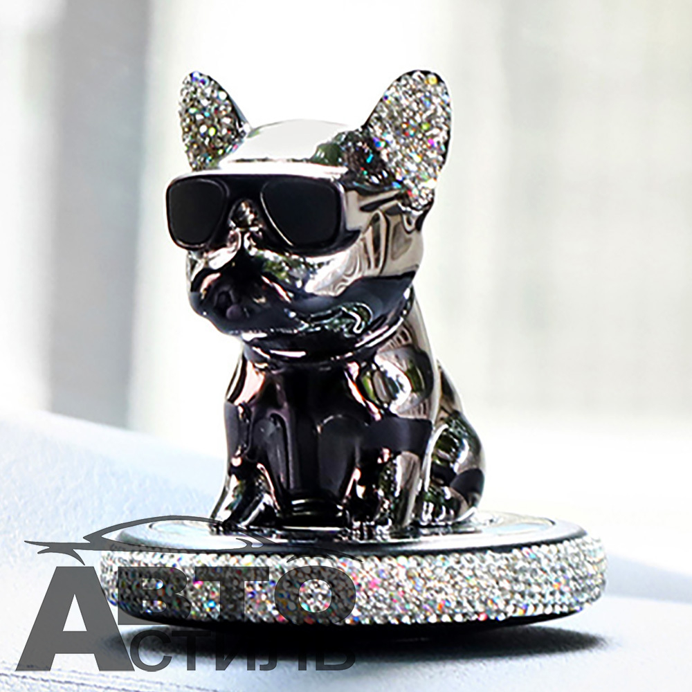 Ароматизатор-игрушка -на торпеду- Собачка Бульдог -(сух)- YC-15BL черный