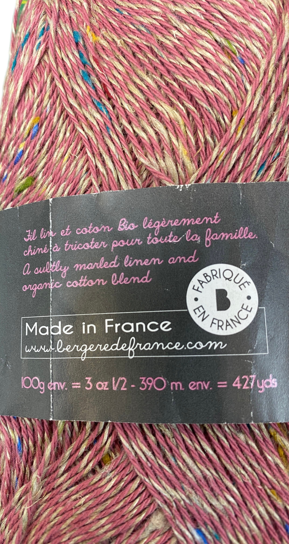 Пряжа от BERGER (Франция) Bigarelle 55% хлопок 36% лен 9% вискоза 1 мот-100г -390м цена за 1 моток цв 29713