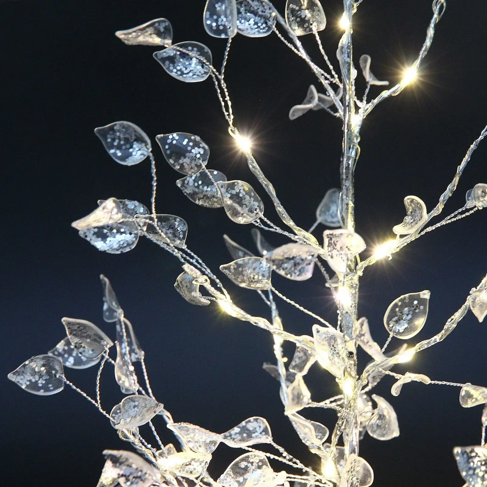 Дерево декоративное «Зимнее чудо» 50 cм, (с подсветкой на батарейках 2хАА), Серебро