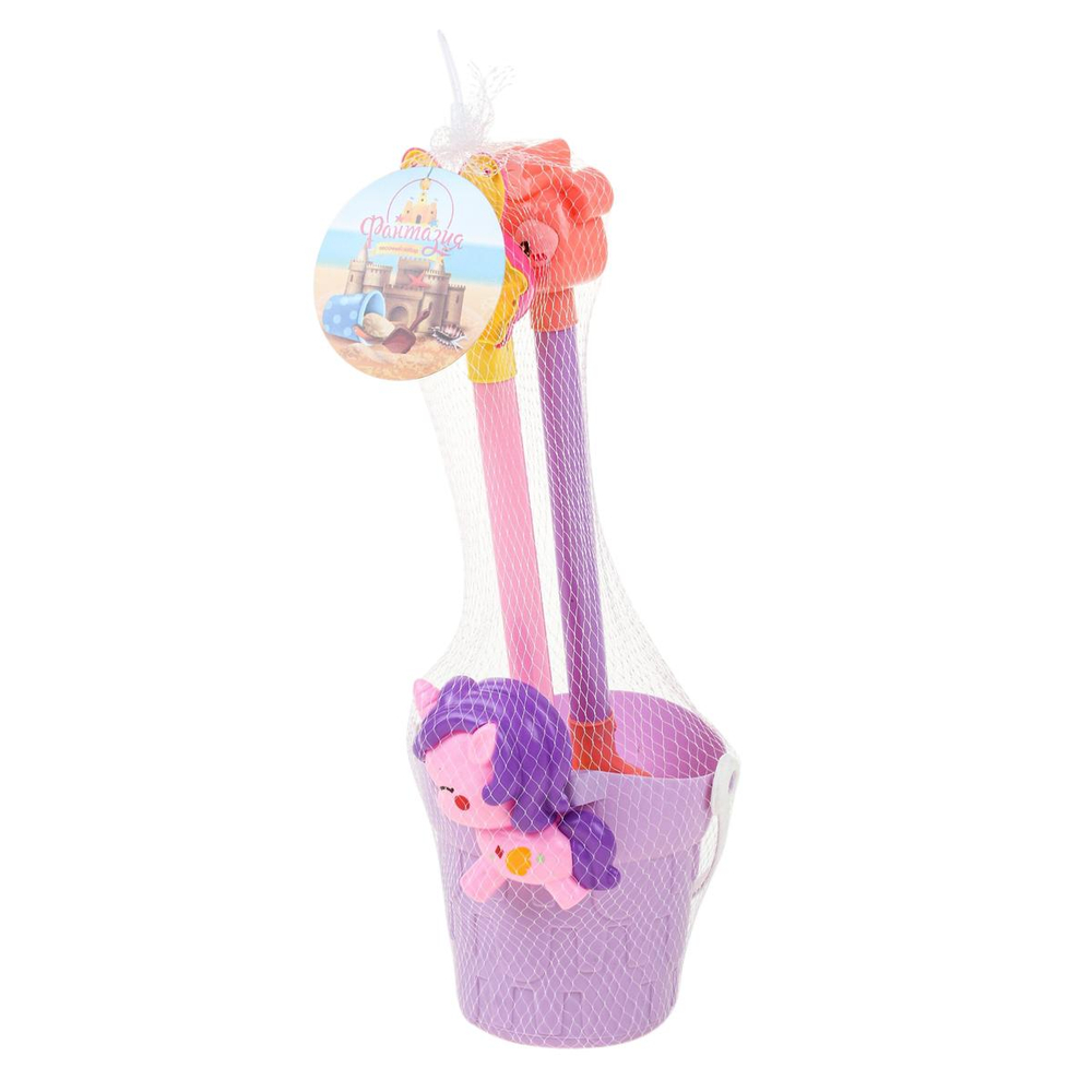 Набор для игры в песок 5 предм. ведерко, лопатка, совок, разноцвет. сетка OBL1847968