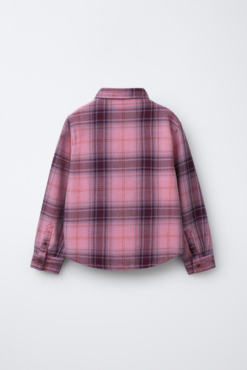 ZARA РУБАШКА В КЛЕТКУ С ЭФФЕКТОМ ПОТЕРТОСТИ, МЯГКИЙ РОЗОВЫЙ