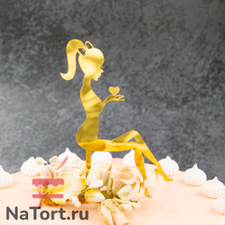 Топпер «Силуэт» девушка с сердцем в руках, золотой