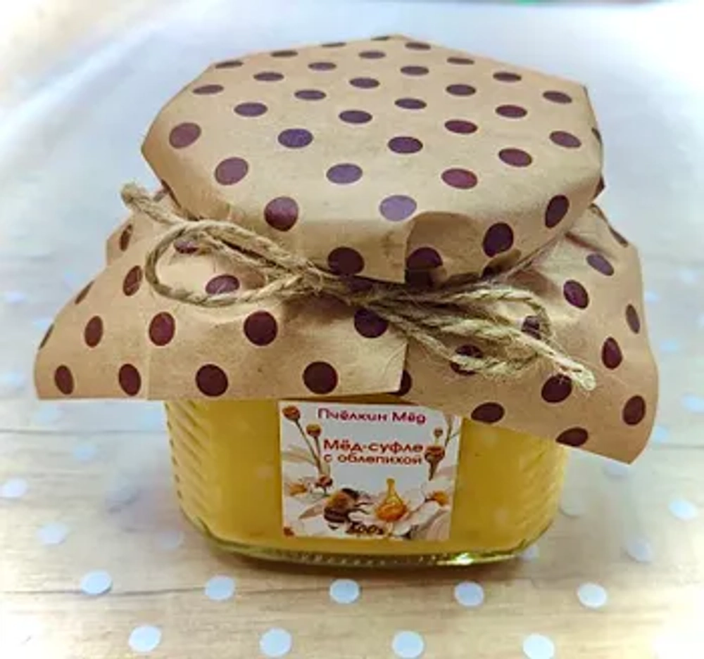 Мёд - суфле с облепихой, медомикс 500 гр., стекло.