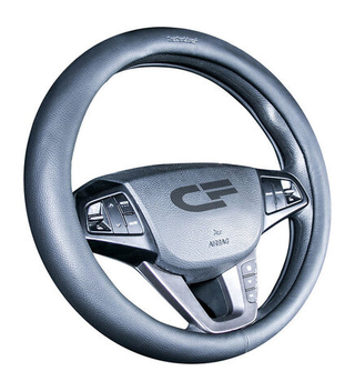 Оплетка на руль круглая CarFashion -М- «PLATINUM» 31443 - Экокожа - чёрный гладкая