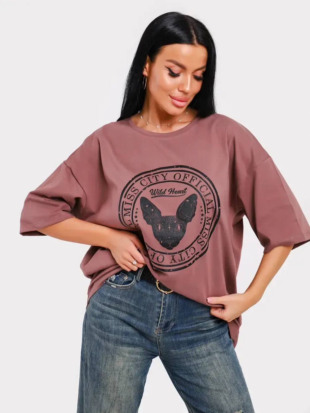 Футболка оверсайз больших размеров принт