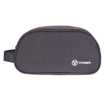 Несессер Torber, дорожный, чёрный/бордовый, полиэстер 300D ткань катионик, 23 х 12 х 10 см