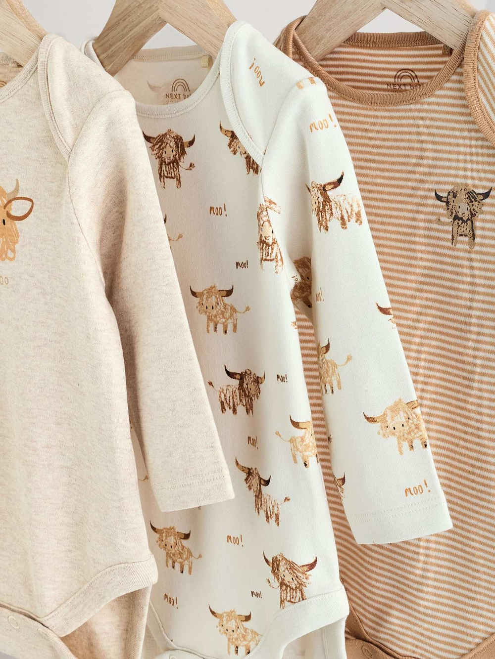 Боди с длинным рукавом для малышей Next E57-304, 3 шт., Бежевый