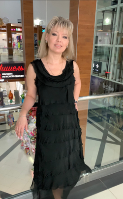 Черное шелковое платье-сарафан