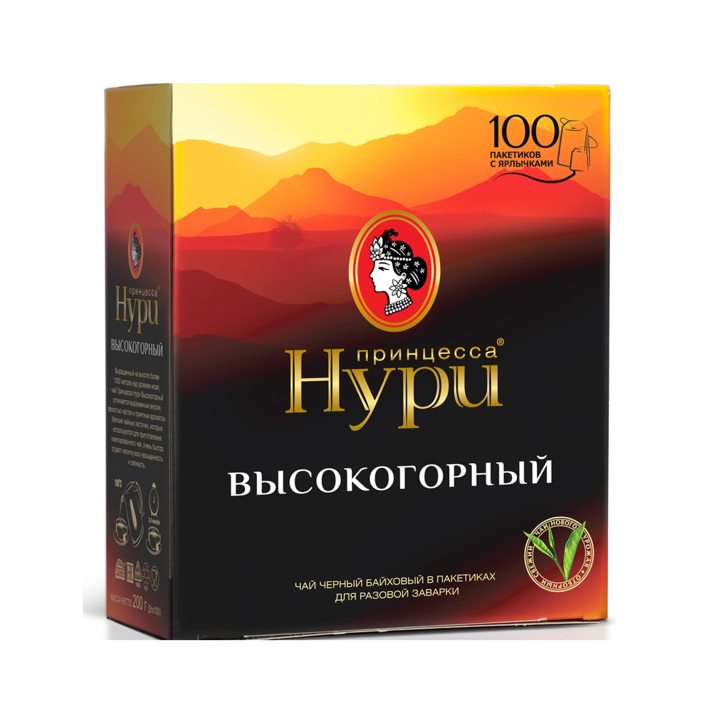 Чай черный в пакетиках Принцесса Нури Высокогорный, 100 пак