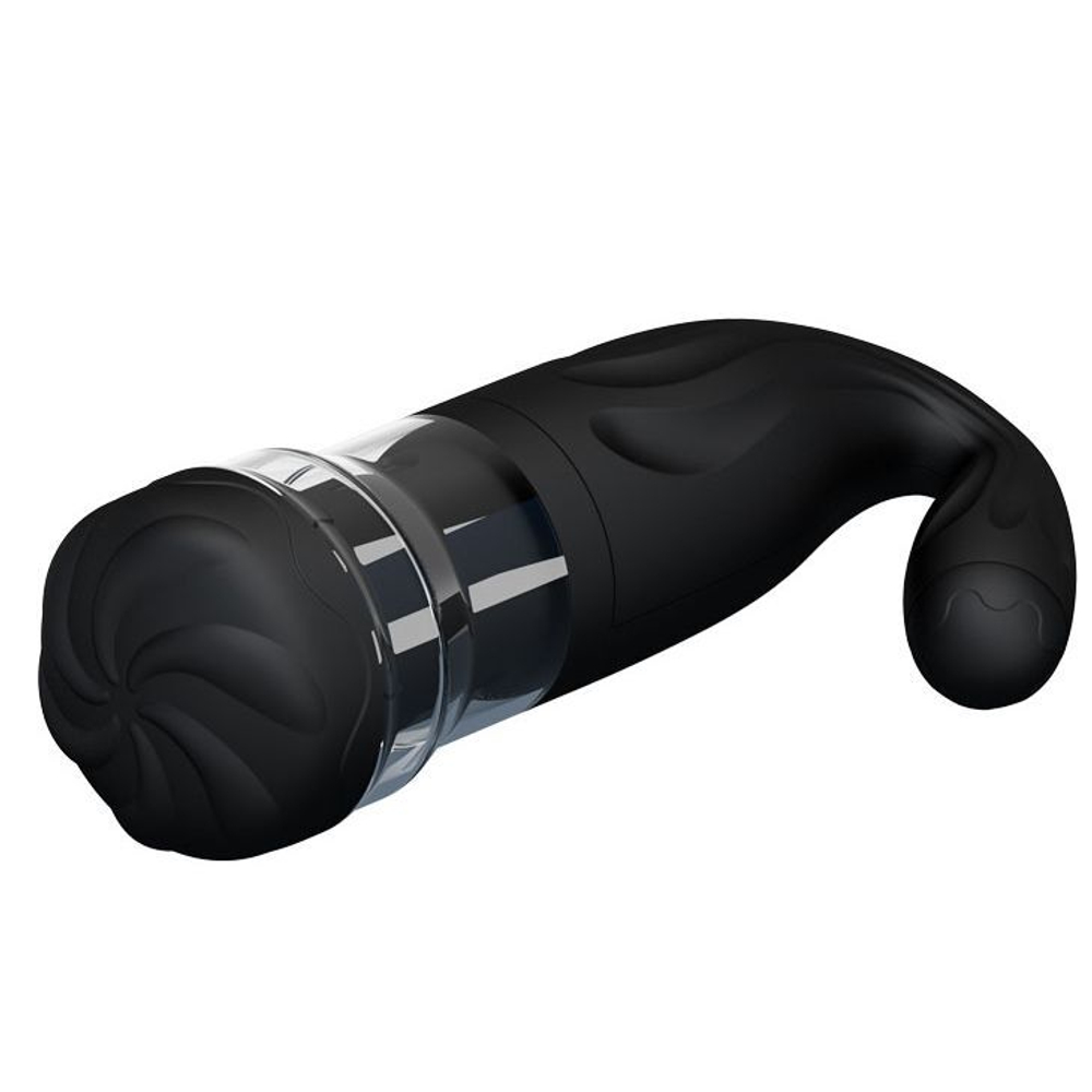 Перезаряжаемый мега-мастурбатор Breton с ротацией и возвратно-поступательным движением (Цвет: черный)