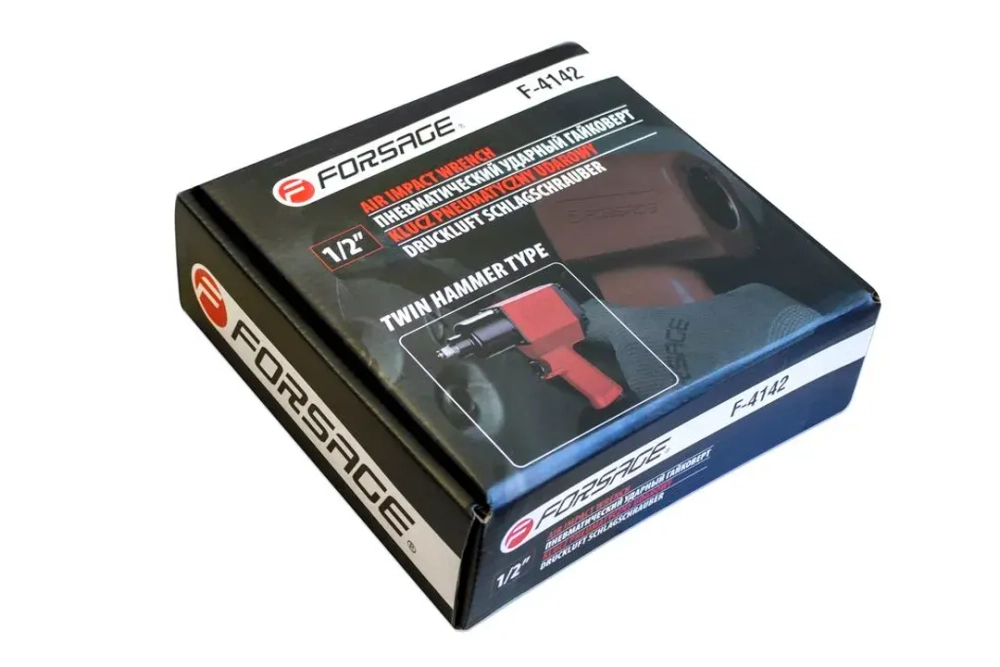 Пневмогайковерт ударный ''Twin Hammer''с реверсом и регулировкой усилия 1/2''(960Hм, 8500 об/мин,6.3bar,256 л/мин) Forsage F-4142