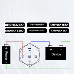 Кнопка для монтажа на корпус металлическая с индикатором (12-24 В, 16 мм)
