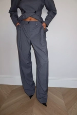 Брюки палаццо на средней посадке, Серый