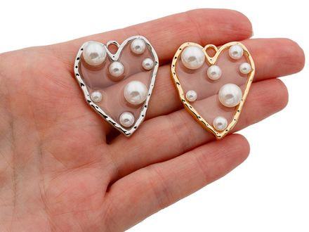 Подвеска "Сердце с жемчужинами" 34мм (уценка)