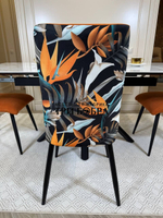 Кухонный раскладной стол "Монако" из керамогранита, белый мрамор и 4 стула ТРОПИК