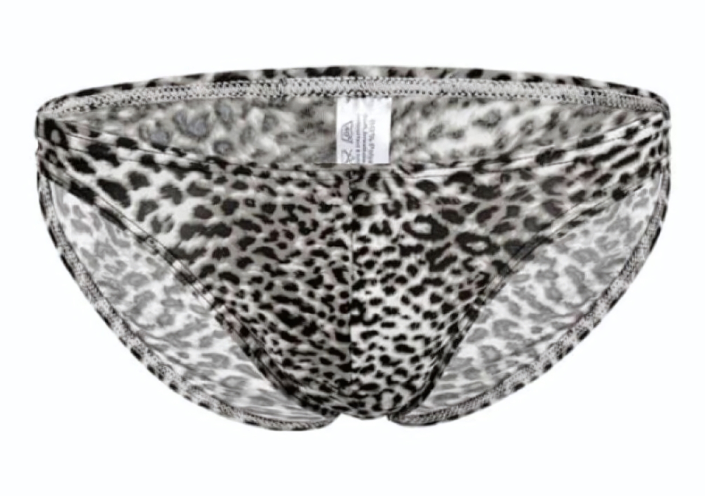 Мужские трусы-слипы с серым леопардовым принтом (Размер: M) (Цвет: серый леопард)