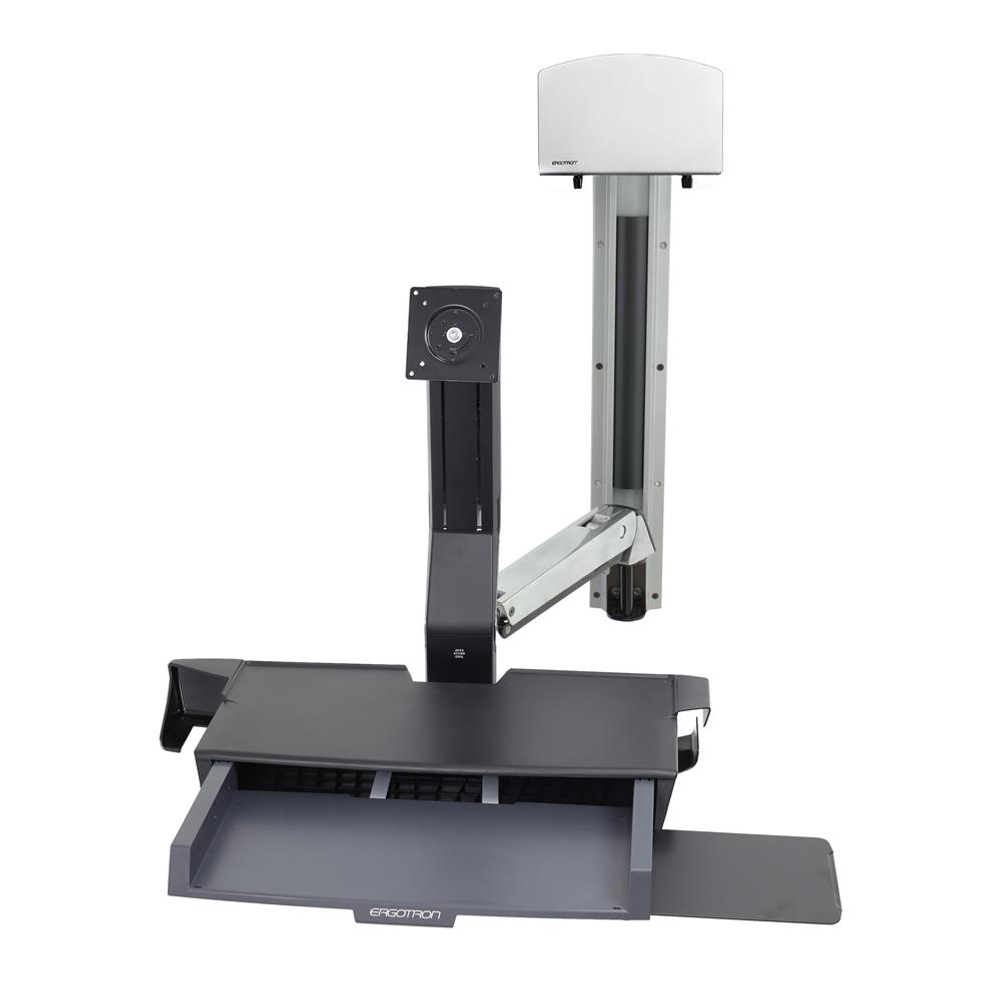 Крепление ''Рука'' Ergotron StyleView Sit-Stand Combo System с рабочей поверхностью и средним держателем CPU (45-270-026 / 45-270-216), Серебряный