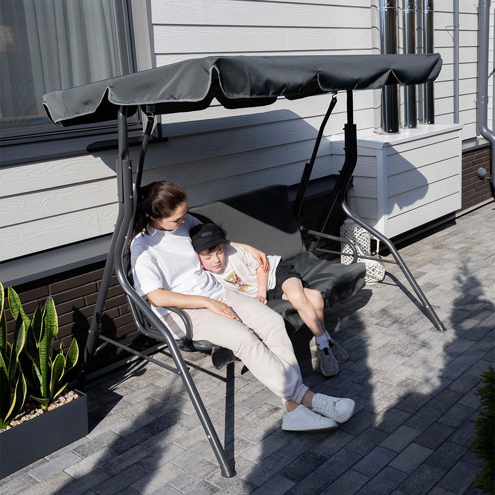 Качели садовые 3-местные (зеленый/белый)