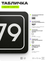 Табличка с номером склада "Склад №79", номер на дверь, 30 х 10 см, серия COSMO, черная, Айдентика Технолоджи
