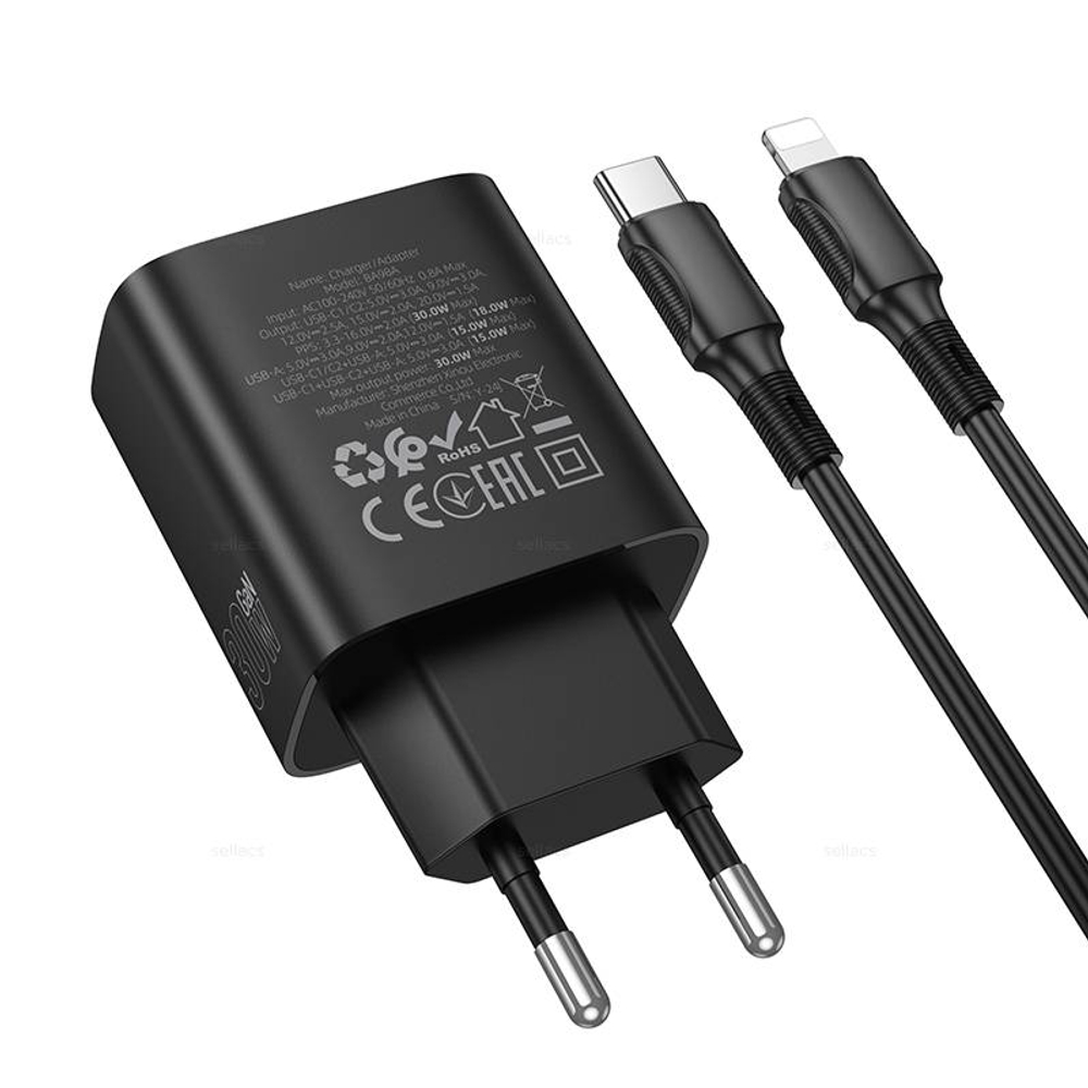 Зарядное устройство на Lightning Borofone PD30W (2C1A) BA98A (black)