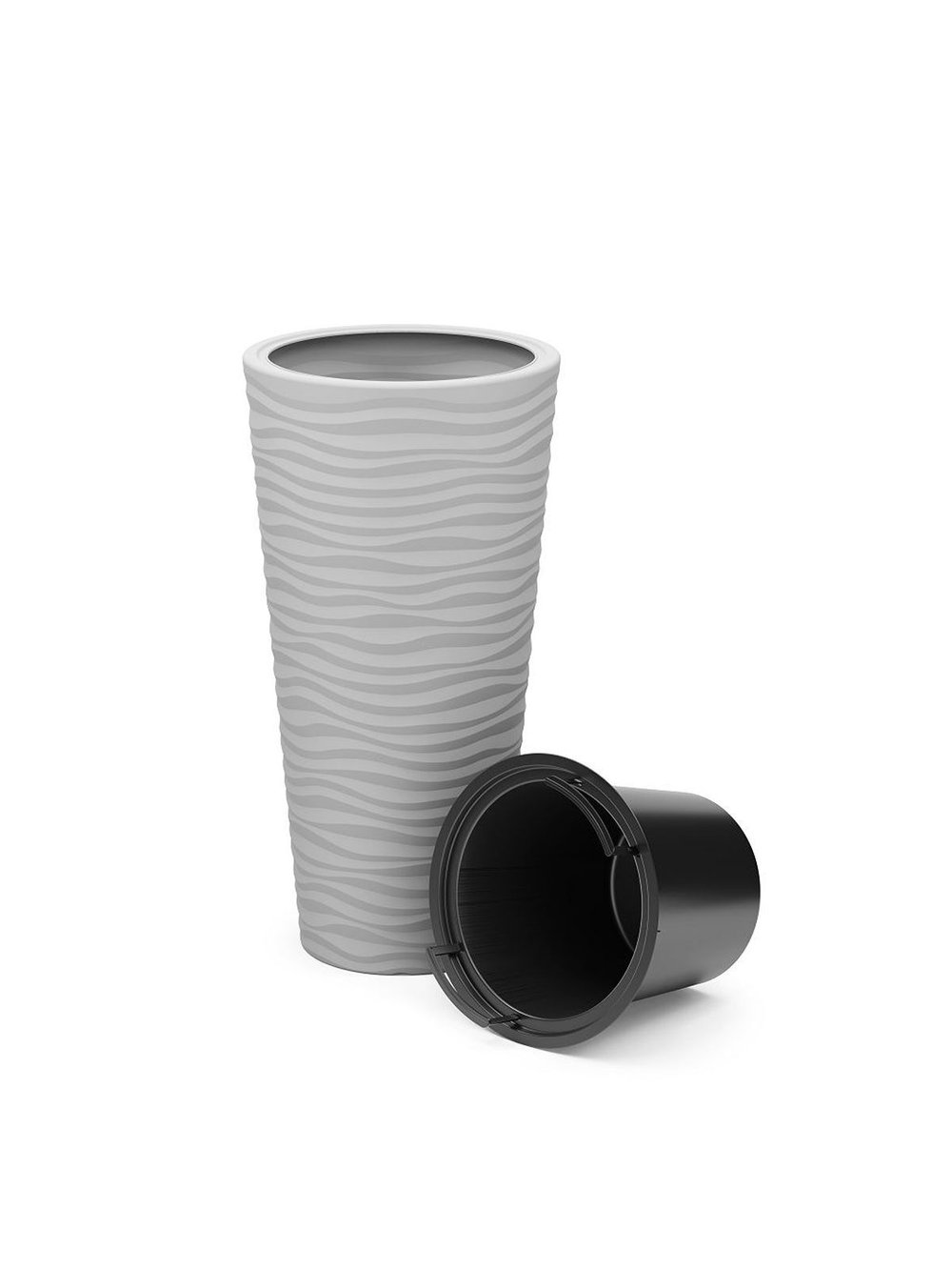 Кашпо для цветов напольное 43 л.(со вставкой 10 л.) серый (8079)