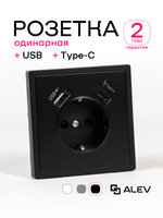 Розетка одинарная внутренняя с USB и type C