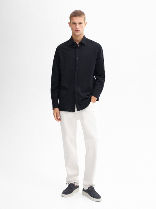 Massimo Dutti Рубашка из плотного 100% хлопка, темно-синий