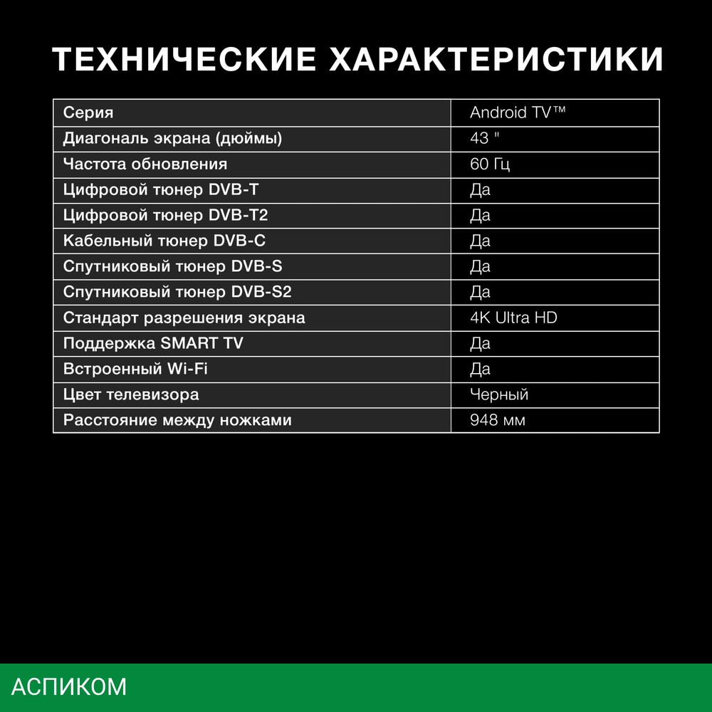 Телевизор LED Hyundai 43" H-LED43BU7006