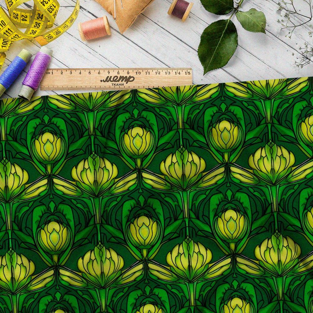 Ткань Барби зеленая аркада