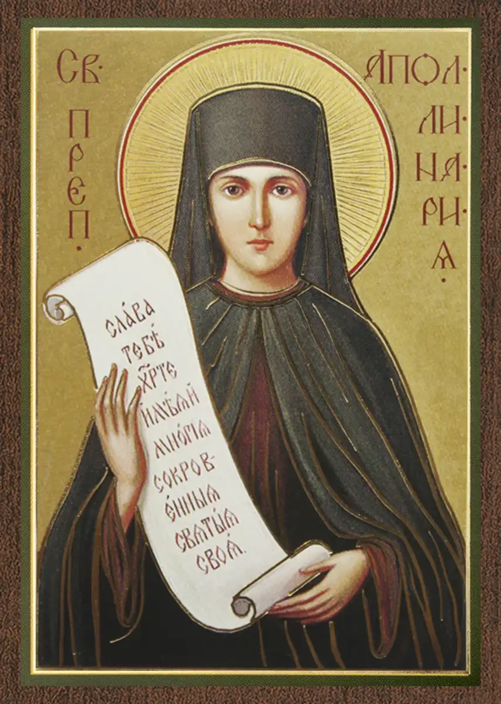 Икона "Аполлинария Преподобная" 6х9 на МДФ-6