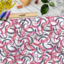 Ткань оксфорд 600 длинные розовые и чёрные листья на белом фоне