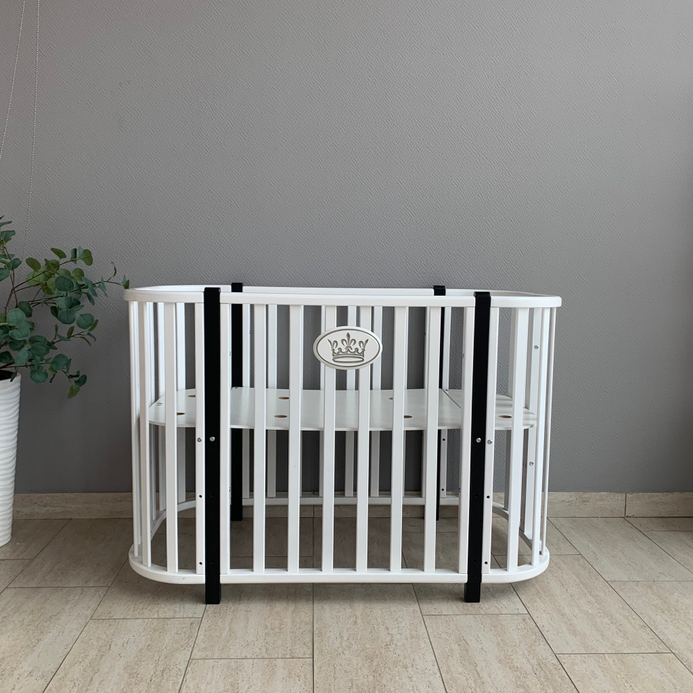 Кровать детская «Esenia» (2) автостенка, поперечный маятник, колесо (белый/венге) 2 коробки