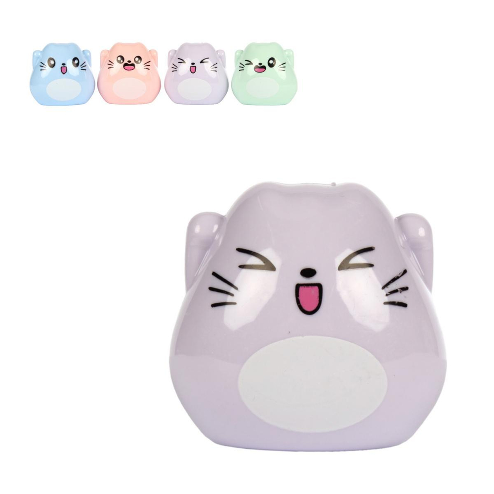 Точилка "Кошечка" с контейнером, 1 отверстие, 4 цвета микс , С-40450