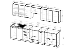 Кухонный гарнитур Жасмин экстра 1 3000мм (Белый глянец/Белый, Дуб бунратти)