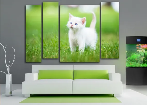 Модульная картина "Белый котенок"