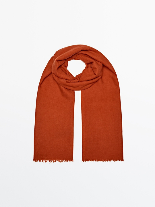 Massimo Dutti 100% кашемировый шарф, оранжевый