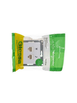 Розетка компьютерная + телефонная 2-м СП Glossa RJ45 + RJ11 кат.5E механизм бел. SE GSL000185