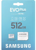 Карта памяти Samsung Evo Plus microSDXC 512 ГБ Class 10, V30, A2, UHS-I U3, R 130 МБ/с, адаптер на SD