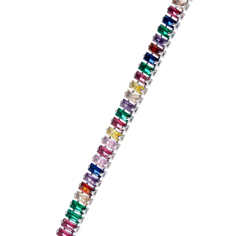 Колье Серебряный Багет – Мульти