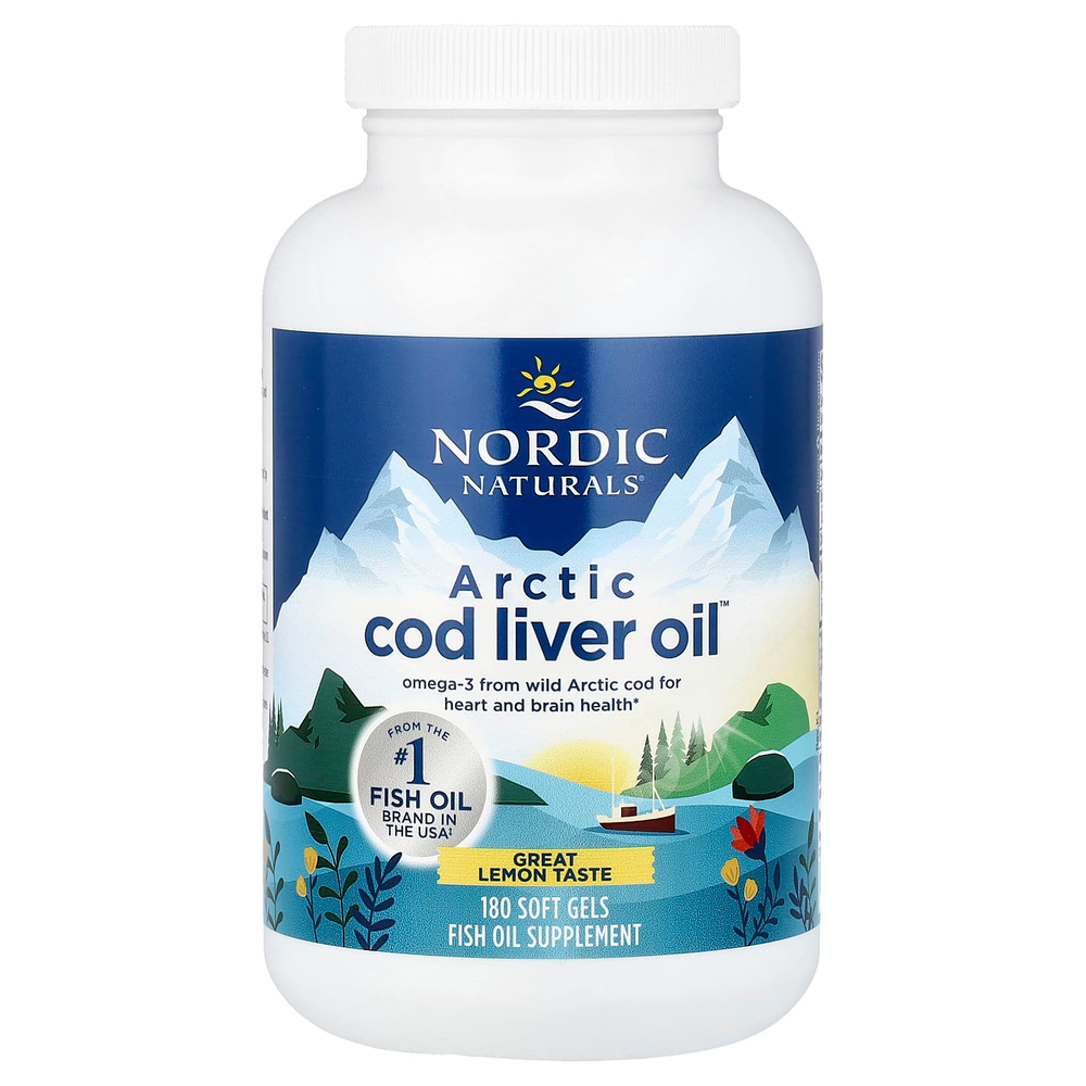 Nordic Naturals, Arctic Cod Liver Oil™, лимон, 180 капсул
