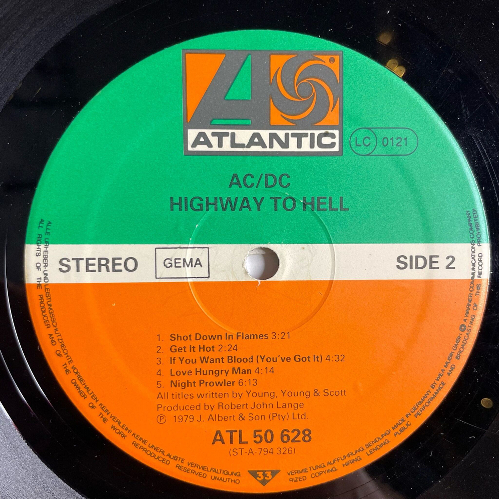Винтажная виниловая пластинка LP AC DC Highway To Hell (Germany 1979)