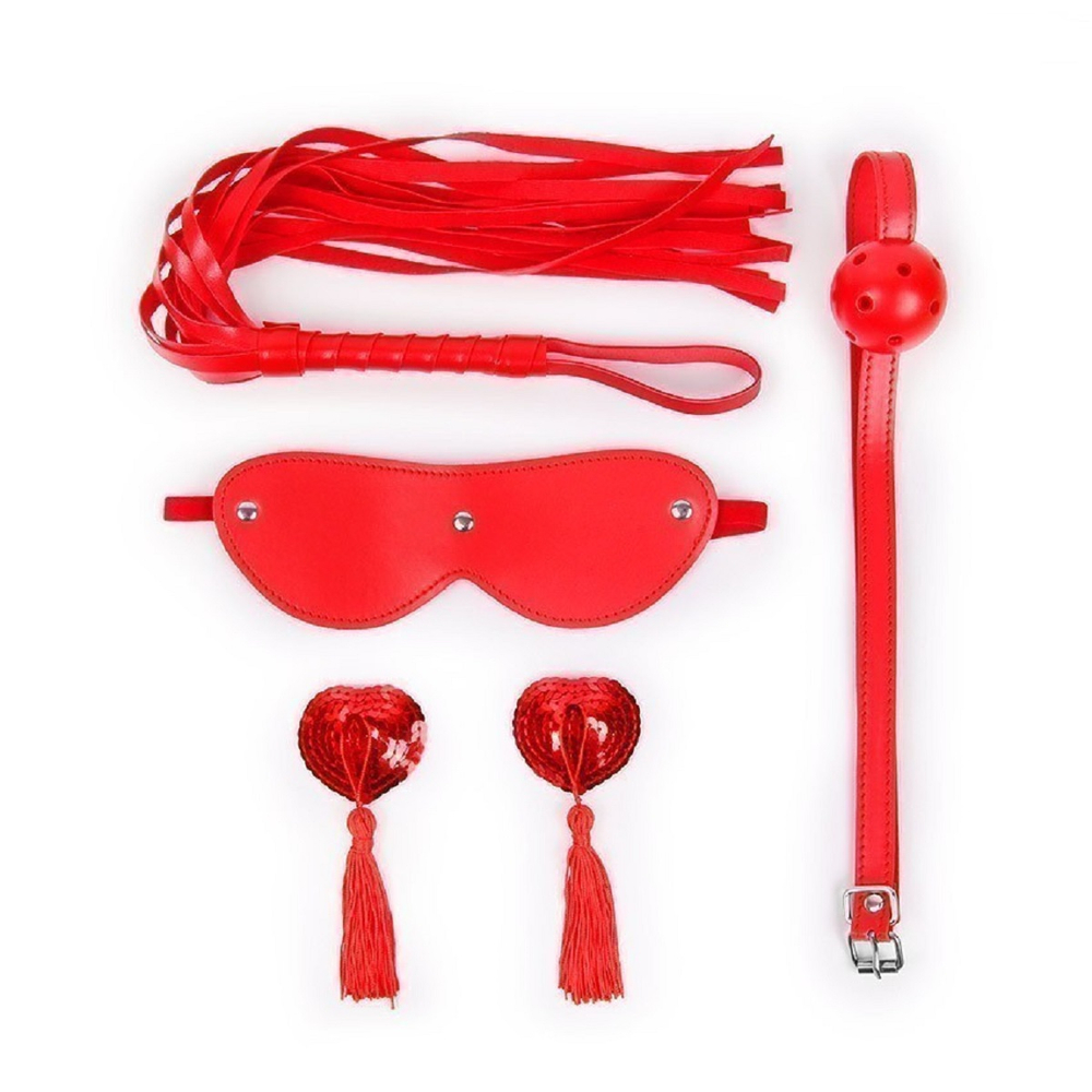 Набор Notabu BDSM маска кляп пэстисы плетка красный