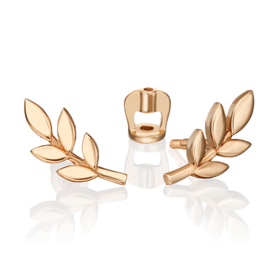 Серьги-пусеты «Верный спутник» (пожелание счастья) из красного золота