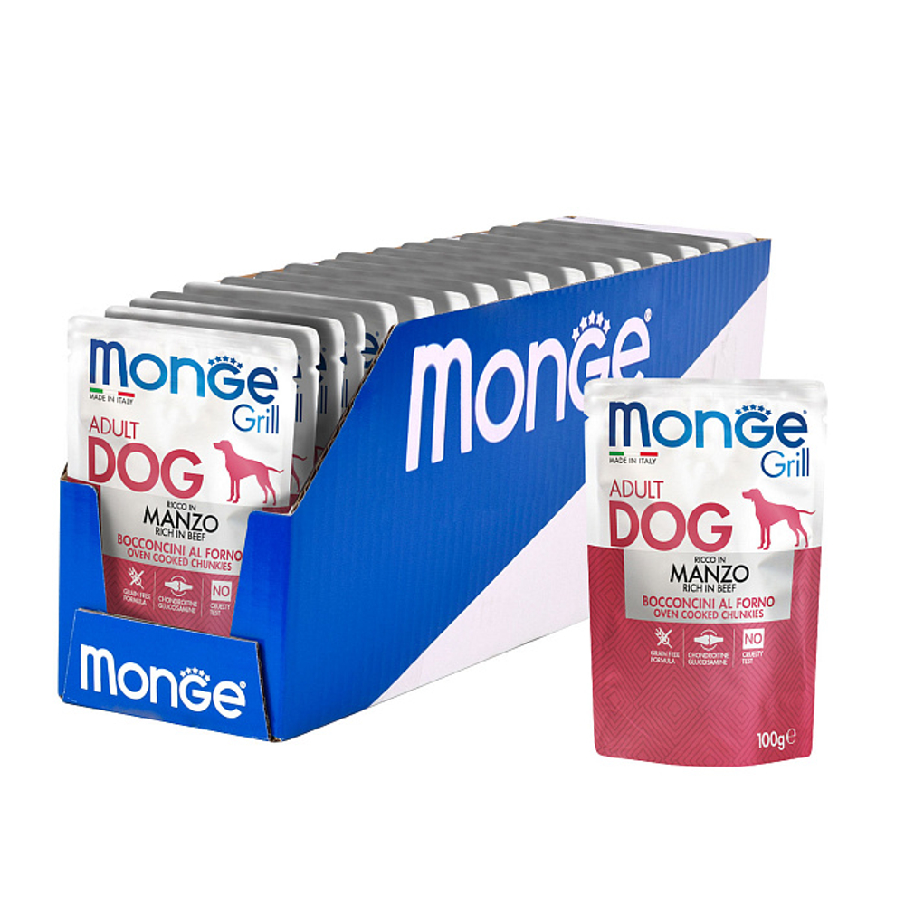 Влажный корм для собак с говядиной паучи Monge Dog Grill 0,1кг