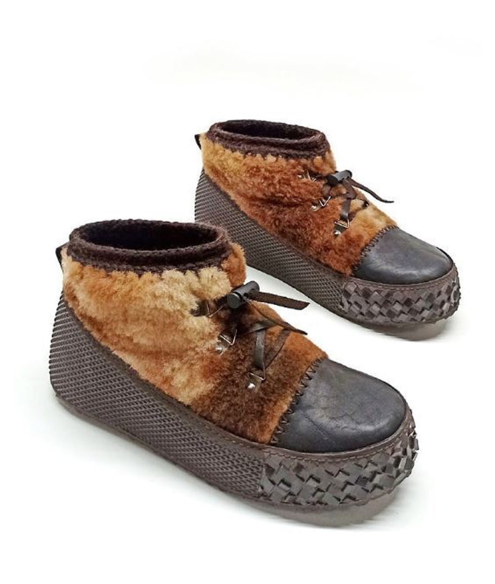 Ботинки меховые "Brown spots"