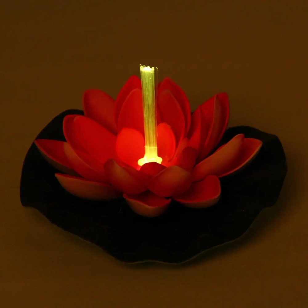 Растение водоплавающее «Кувшинка» d-13см красная, с подсветкой (теплый белый)
